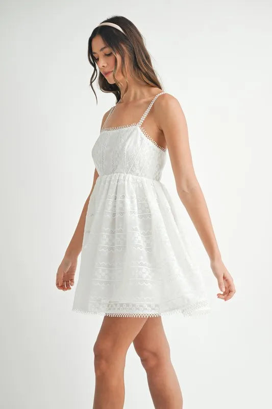 Image of MABLE Eyelet Lace Babydoll Mini Cami Dress | Queeble.shop