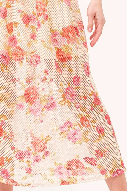 Image of And The Why Fish-Net Floral Printed Midi Dress | Queeble.shop