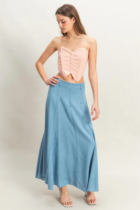Image of HYFVE Buttoned Front Strapless Knit Bustier Top | Queeble.shop
