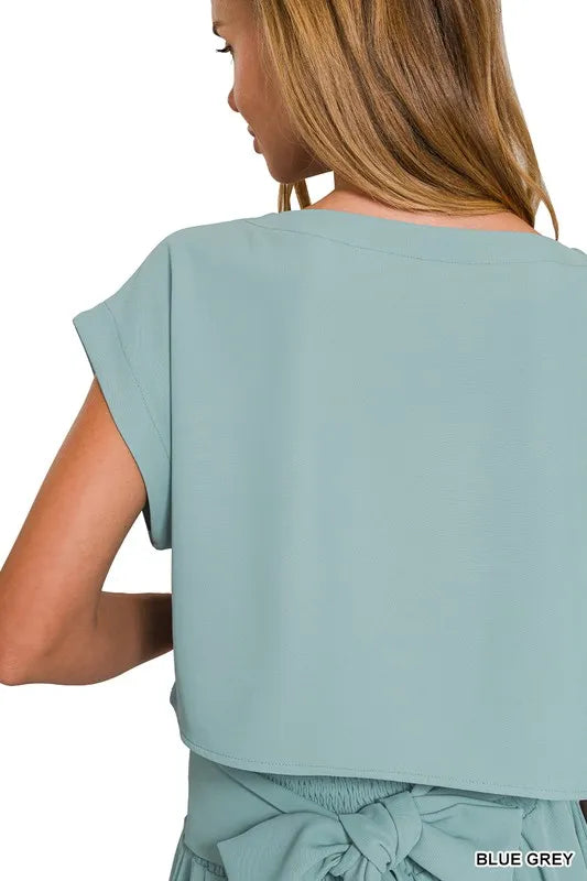Image of Zenana Heavy Woven Span Crop Tee & Skirt Set | Queeble.shop