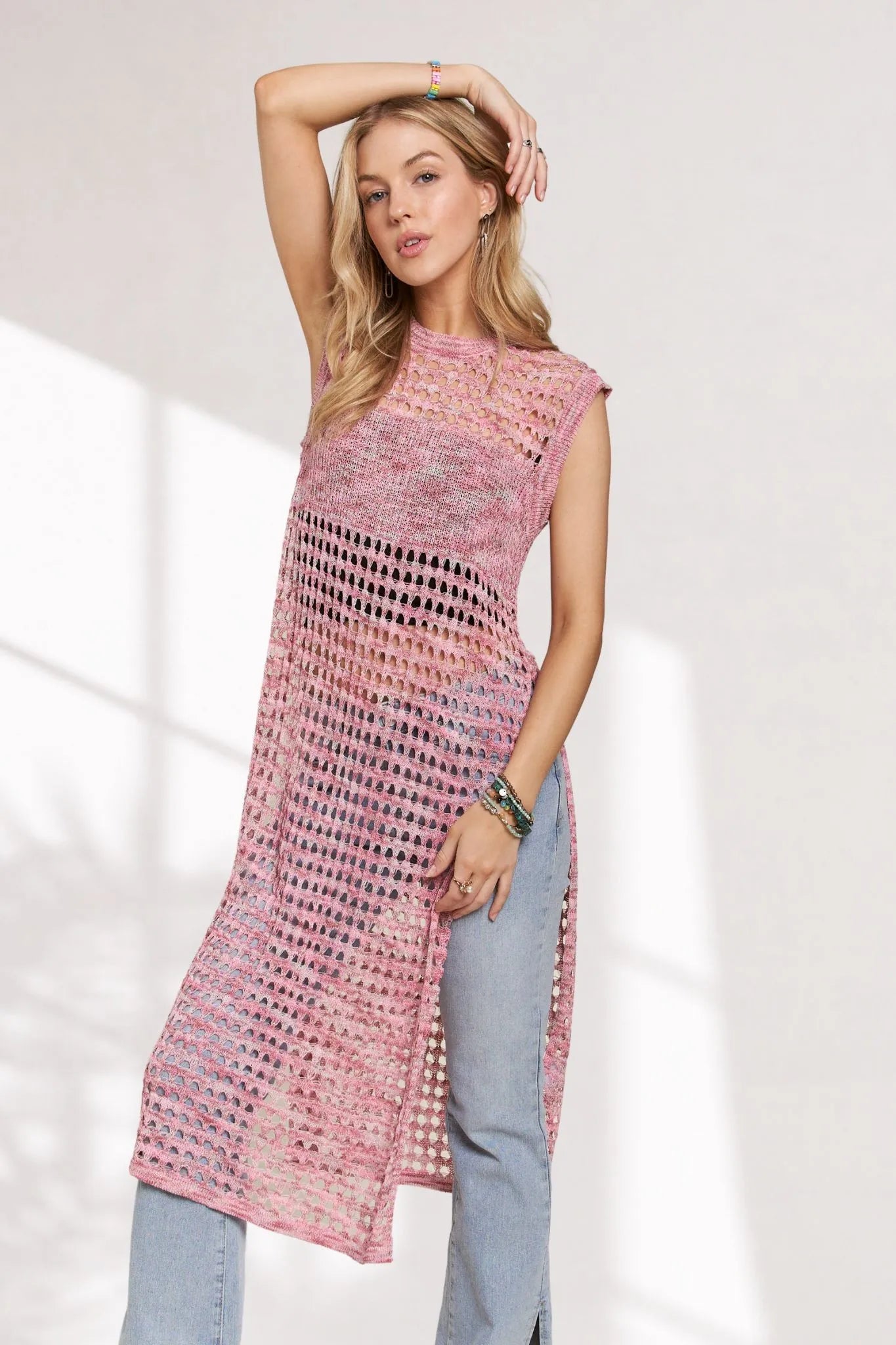 Image of ADORA Multi Color Crochet Tunic Top | Queeble.shop