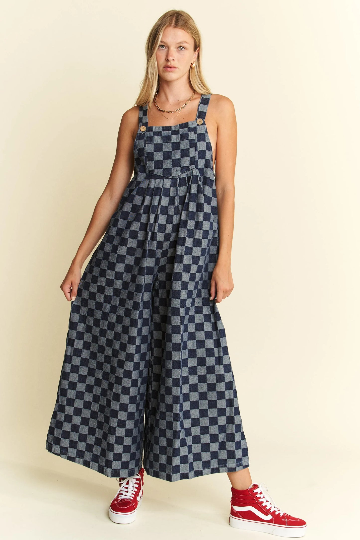 Image of Jade By Jane Denim Checkered Jumpsuit | Queeble.shop