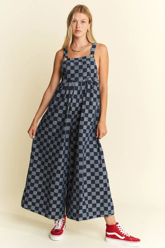 Image of Jade By Jane Denim Checkered Jumpsuit | Queeble.shop
