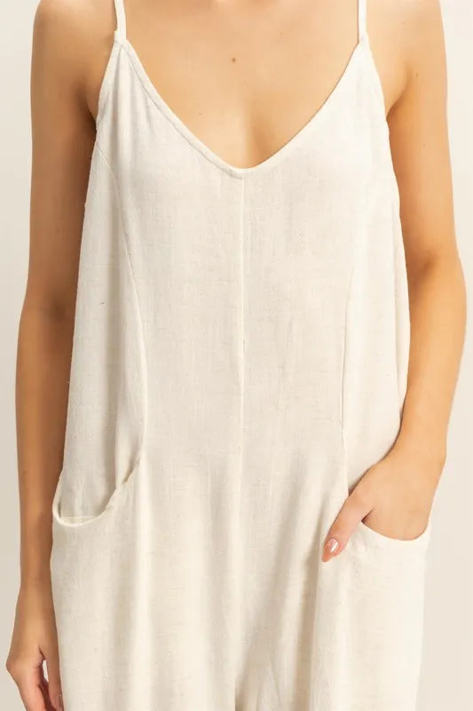 Image of HYFVE V-Neck Pocket Detail Side Tie Hem Romper | Queeble.shop