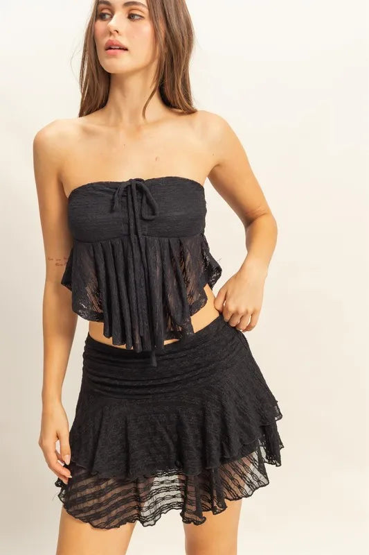 Image of HYFVE Lace Bustier Flowy Tube Top | Queeble.shop