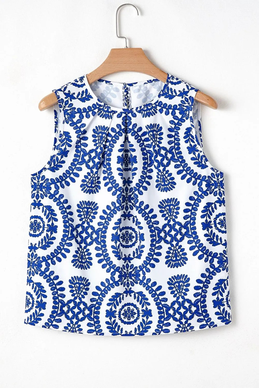 Image of Printed Crew Neck Sleeveless Top | Queeble.shop