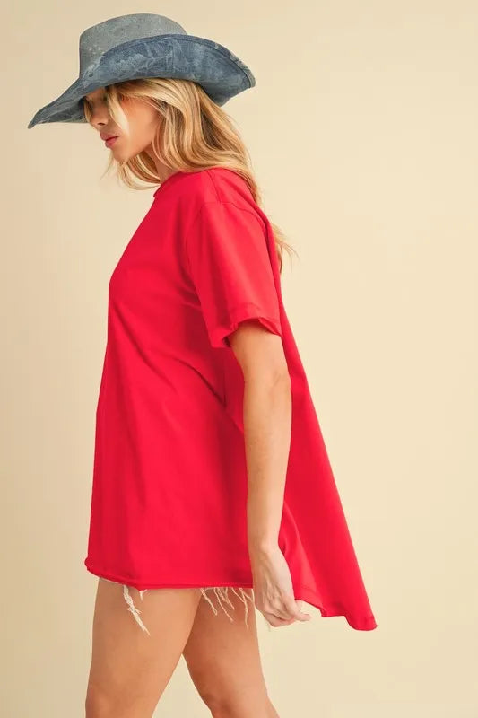 Image of Aemi+Co Round Neck Short Sleeve Oversized T-Shirt | Queeble.shop