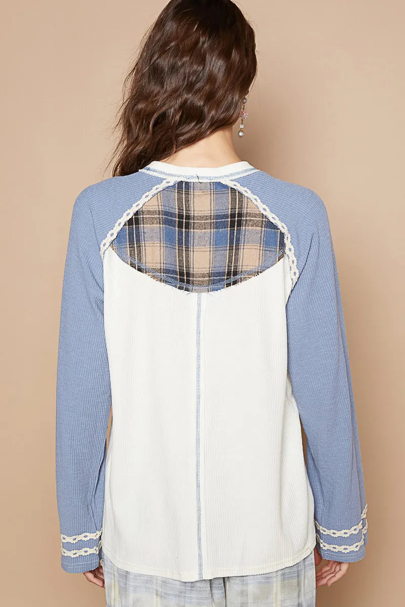Image of POL Plaid Number 06 Raglan Sleeve T-Shirt | Queeble.shop