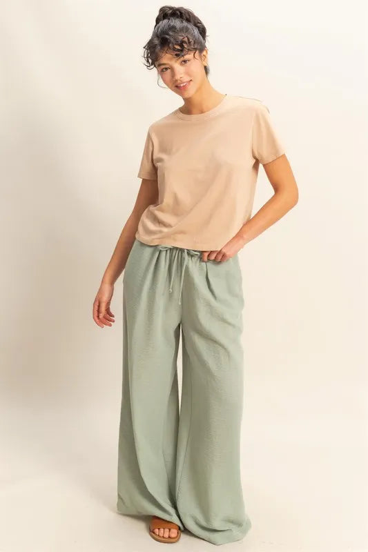 Image of HYFVE Elasticized Waist Wide Leg Pants | Queeble.shop
