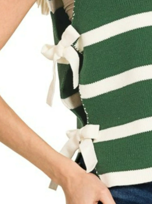 Image of Zenana Side Tie Stripe Sweater Vest | Queeble.shop