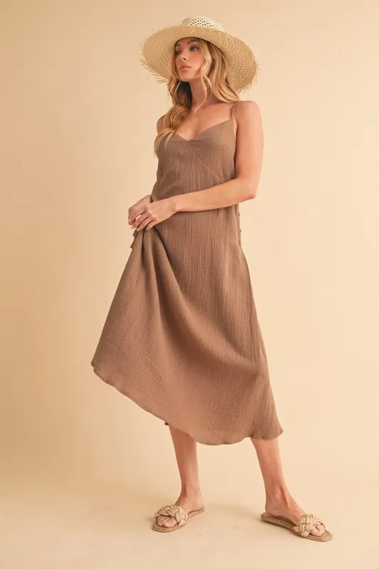 Image of Aemi+Co Side Button Midi Cami Dress | Queeble.shop