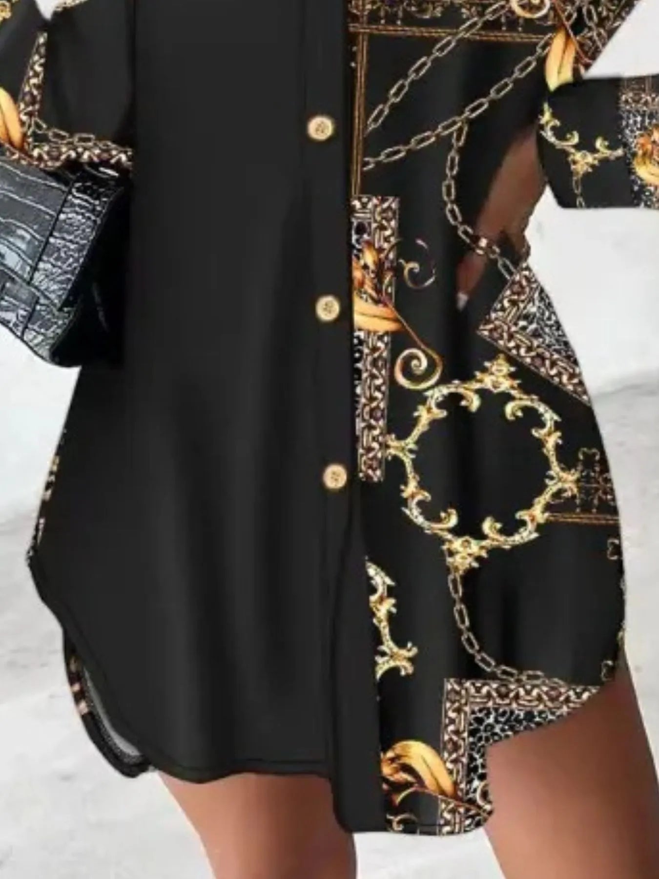 Image of Printed Button Up Long Sleeve Shirt Dress | Queeble.shop