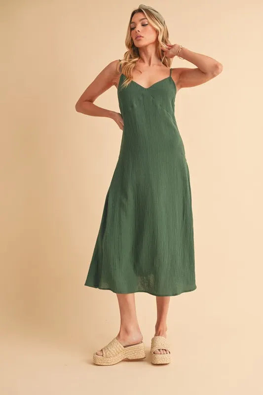 Image of Aemi+Co Side Button Midi Cami Dress | Queeble.shop