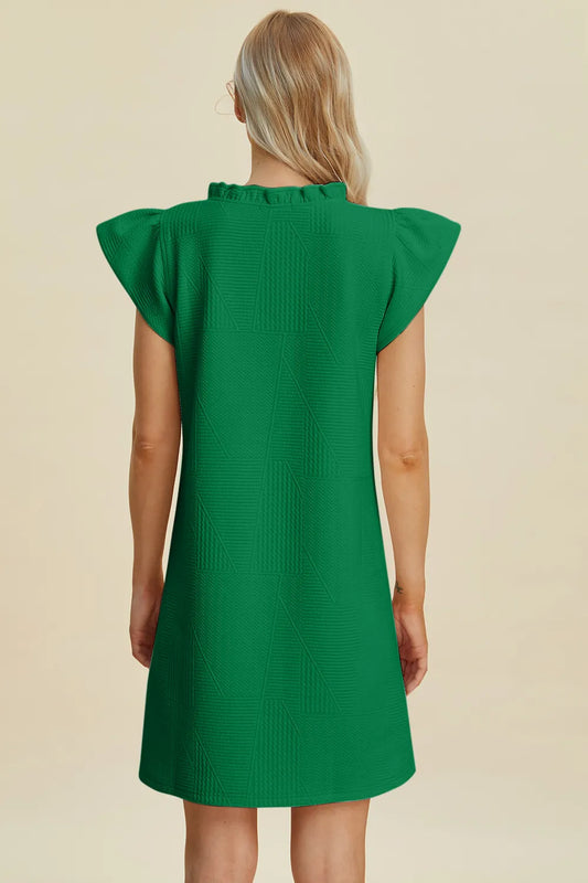 Image of Double Take Full Size Ruffled V-Neck Cap Sleeve Dress | Queeble.shop