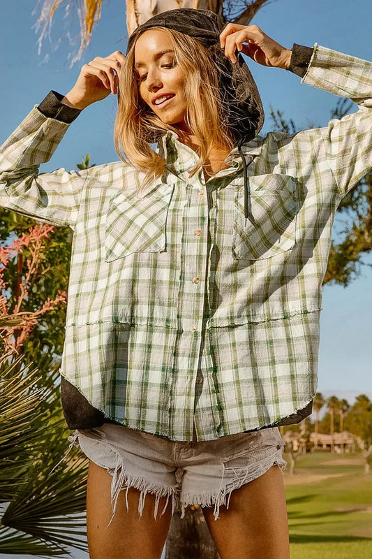 Image of BiBi Casual Check Shirts with Hood | Queeble.shop