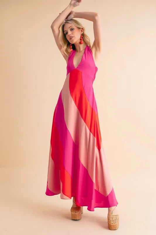 Image of Aemi+Co Color Block Sleeveless Maxi Dress | Queeble.shop