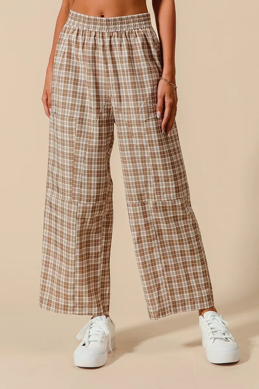 Image of SO ME Check Plaid Wide Leg Pants with Big Patch Pockets | Queeble.shop