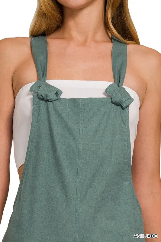 Image of Zenana Woven Knot Strap Overalls | Queeble.shop