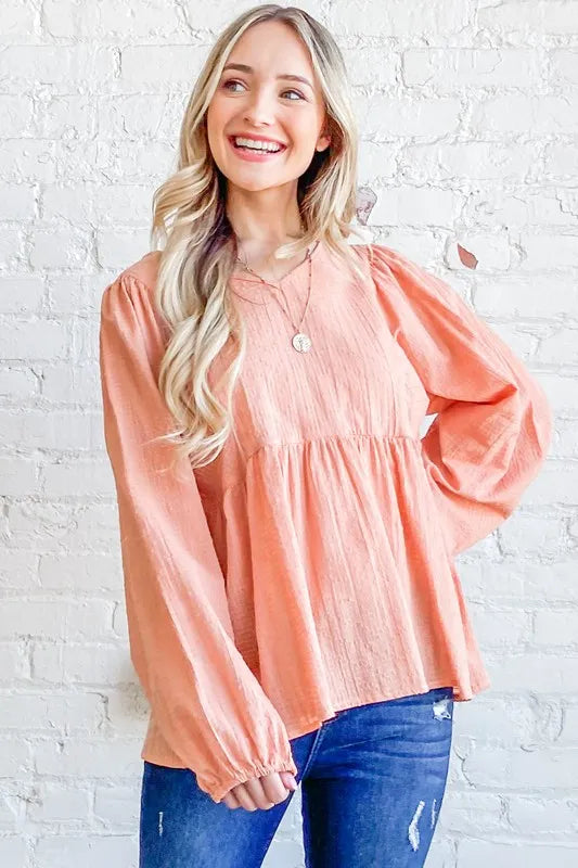 Image of And The Why Textured V Neck Blouse Top | Queeble.shop