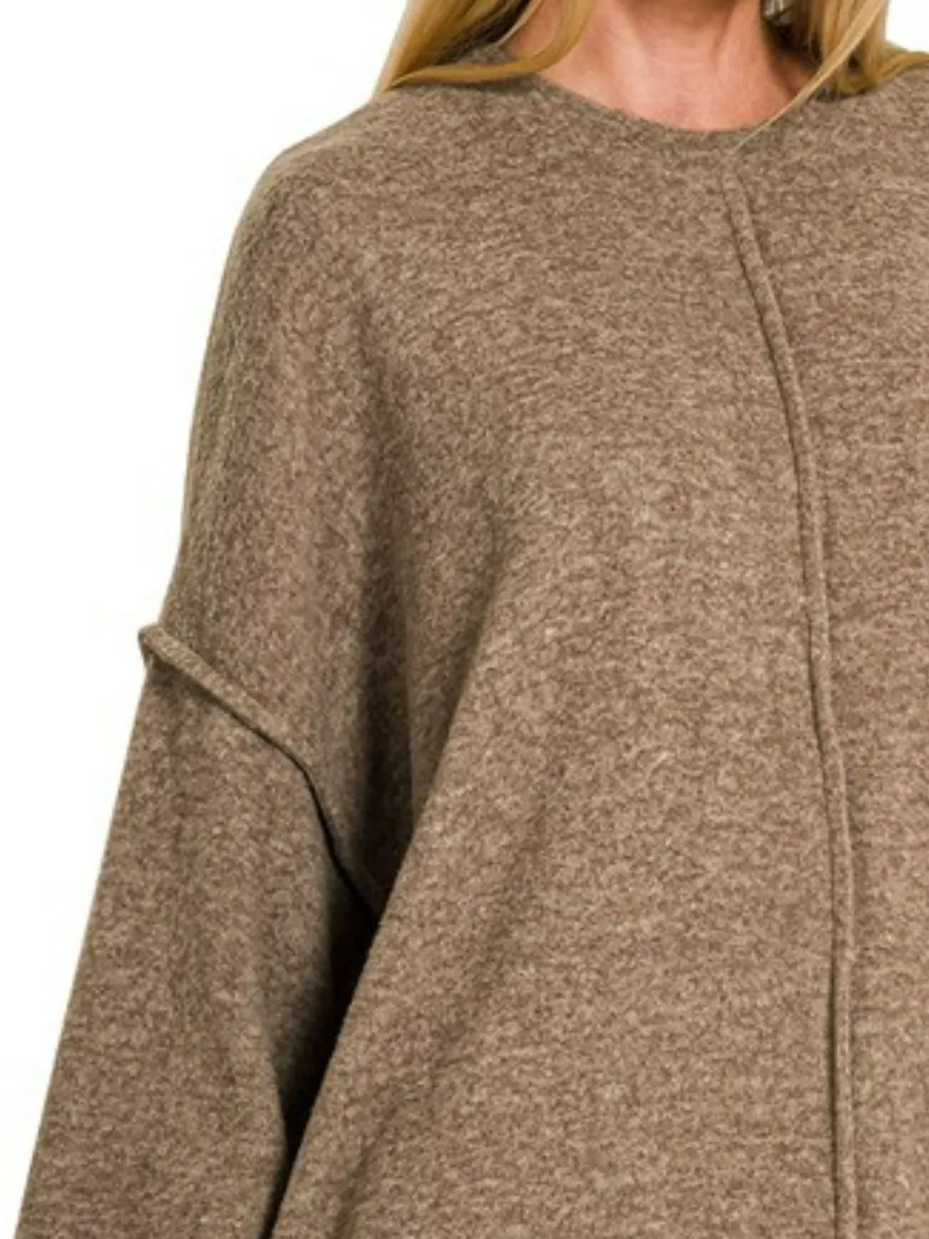 Image of Zenana Brushed Melange Hacci Oversized Sweater | Queeble.shop