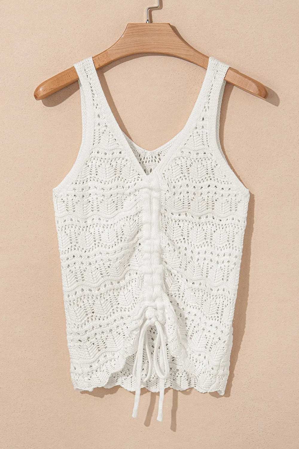 Image of Hollowed Knit V Neck Drawstring Sweater Vest | Queeble.shop