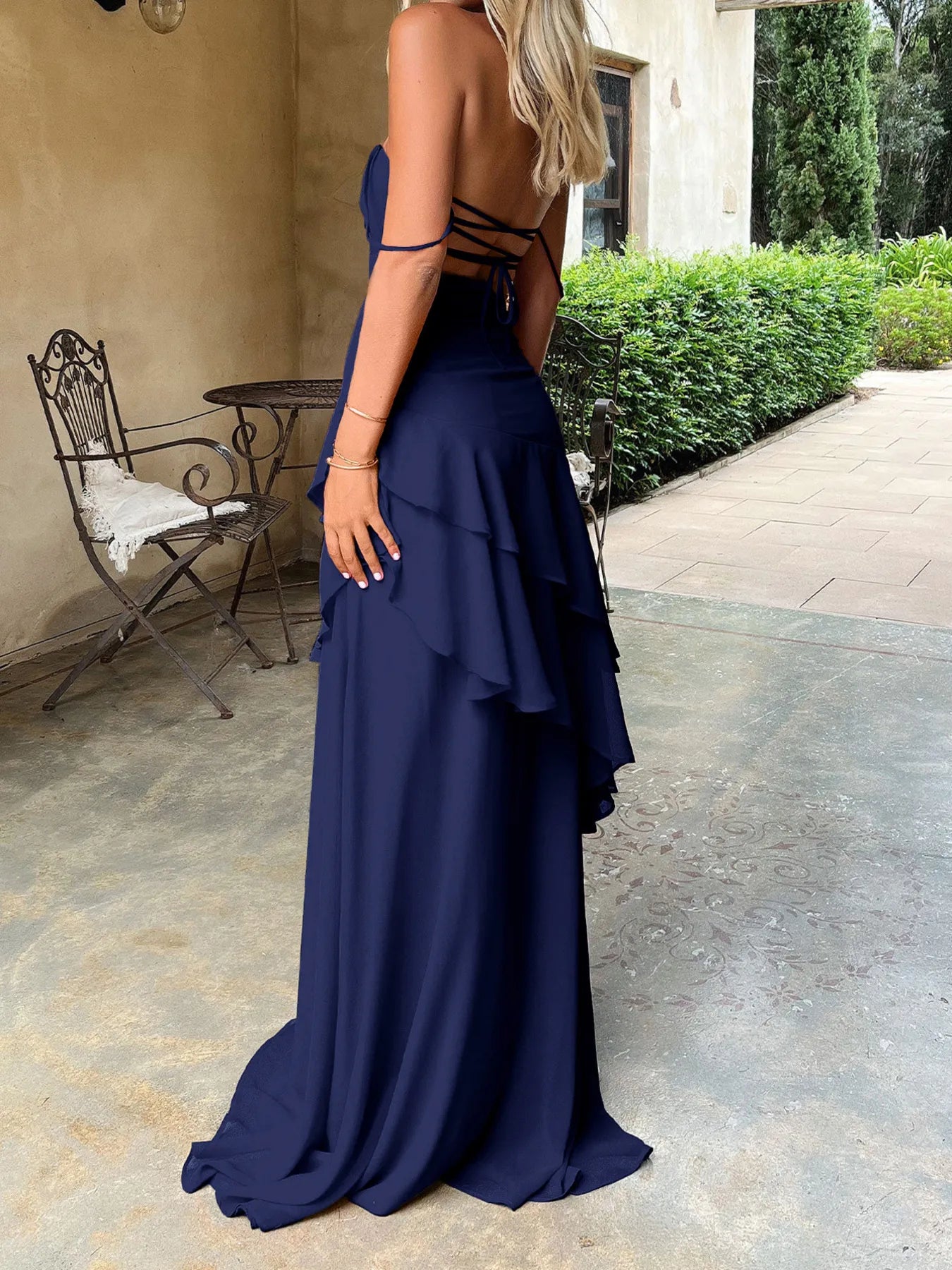 Image of Sweetheart Neck Ruffled Maxi Cami Dress | Queeble.shop