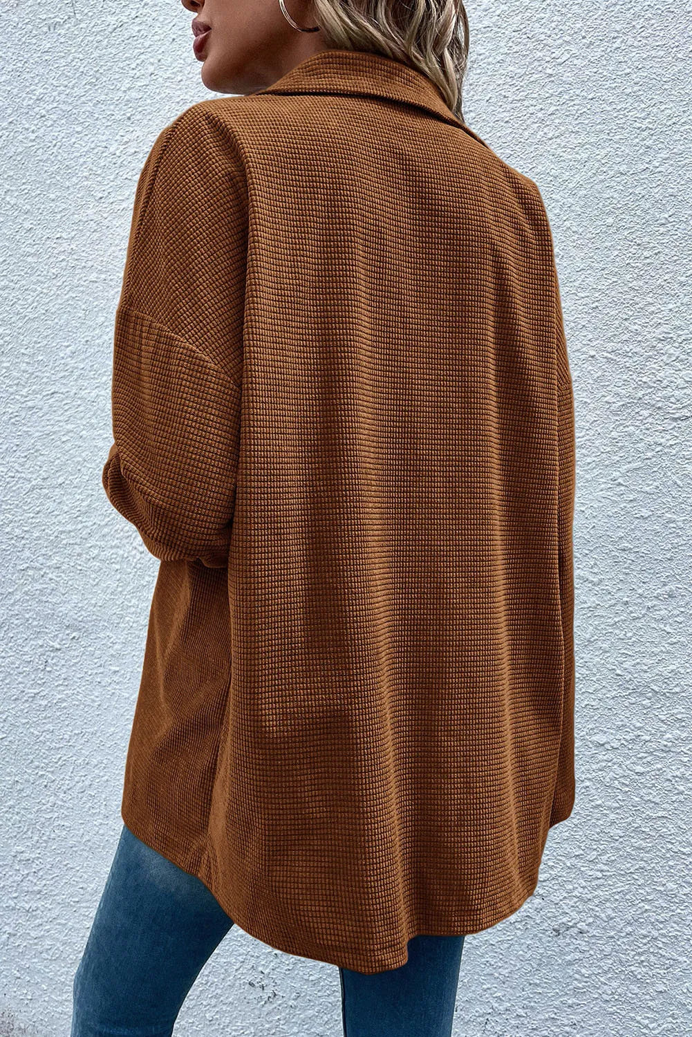 Image of Pocketed Snap Down Long Sleeve Jacket | Queeble.shop