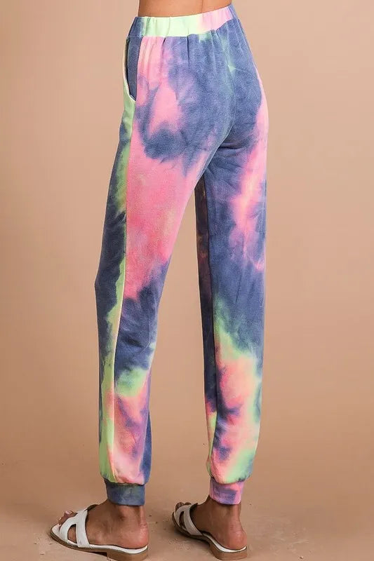 Image of BiBi Tie Dye French Terry Casual Pants | Queeble.shop