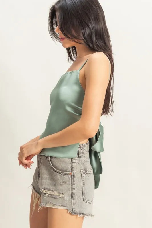Image of HYFVE Satin Back Tie Detail Cami | Queeble.shop