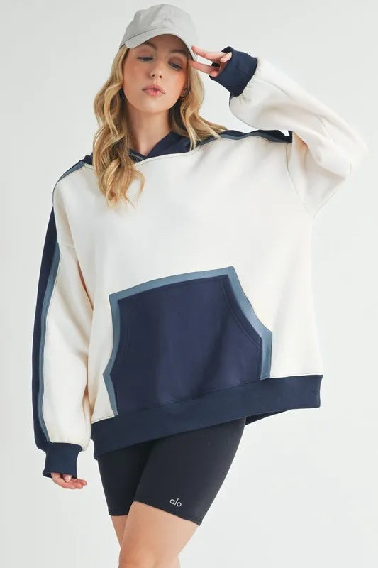 Image of Aemi + Co Color Block Kangaroo Pocketed Hoodie | Queeble.shop