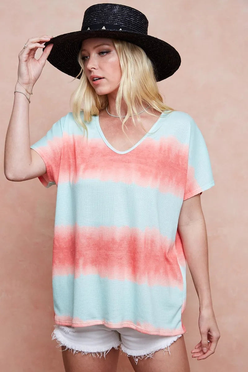 Image of BiBi Tiedye Printed Hacci Knit Top | Queeble.shop