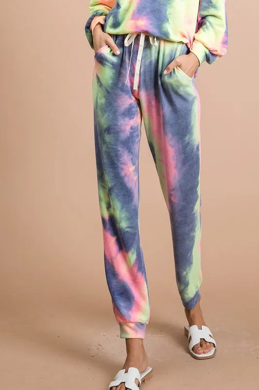 Image of BiBi Tie Dye French Terry Casual Pants | Queeble.shop
