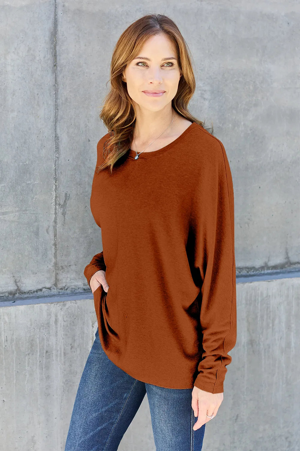 Image of Double Take Full Size Round Neck Long Sleeve T-Shirt | Queeble.shop