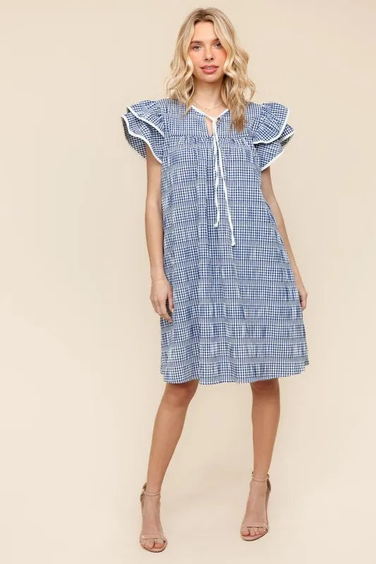 Image of Haptics Double Ruffle Sleeve Dress with Side Pockets | Queeble.shop