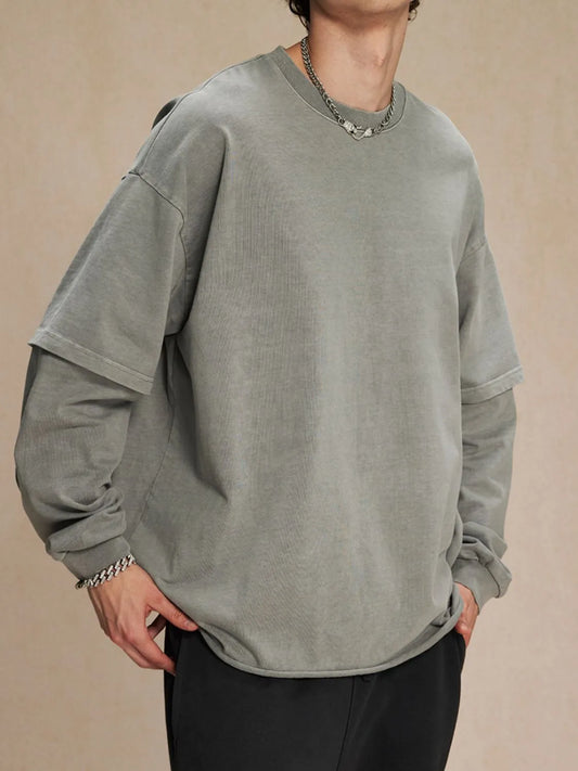 Image of Men's Round Neck Long Sleeve T-Shirt | Queeble.shop