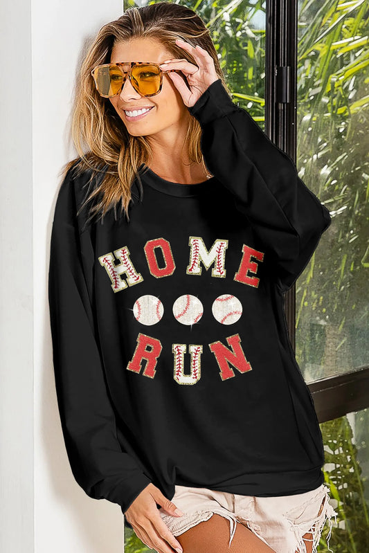 Image of BiBi Baseballs Homerun Patches French Terry Sweatshirt | Queeble.shop