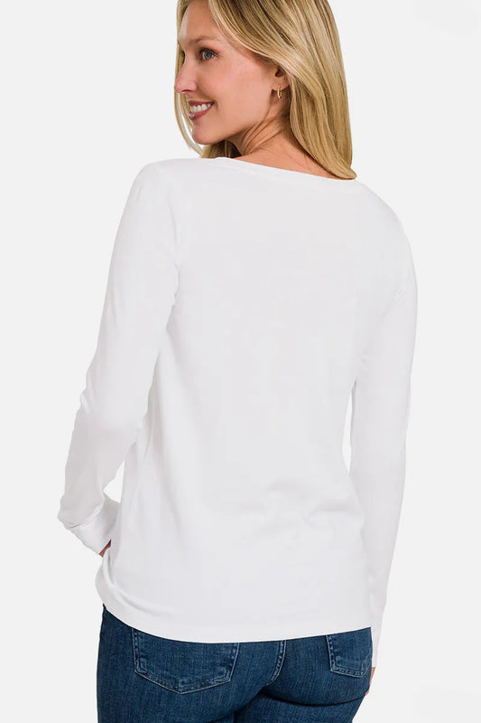 Image of Zenana Full Size V-Neck Long Sleeve T-Shirt | Queeble.shop