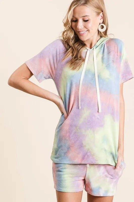 Image of BiBi Tie Dye Terry Hoodie with Drawstring | Queeble.shop