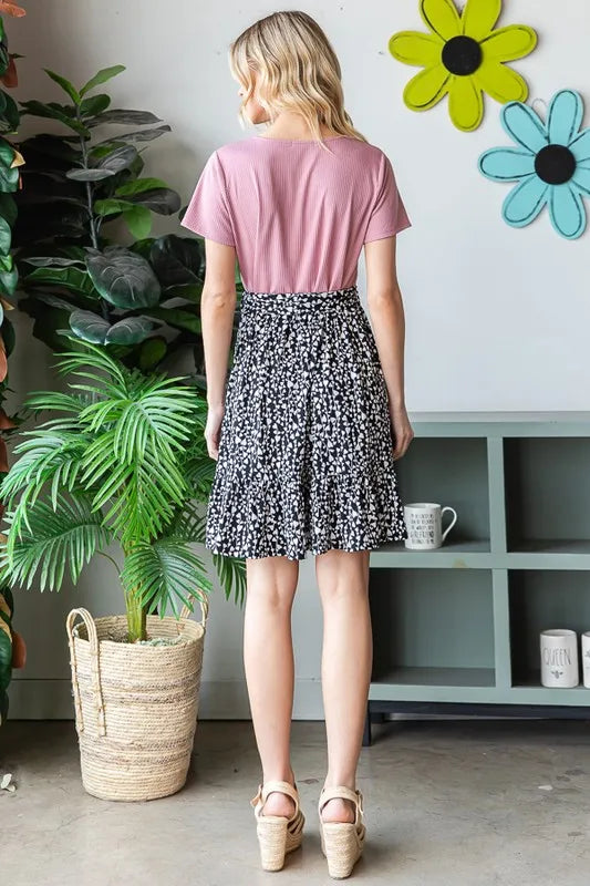 Image of Heimish Full Size Short Sleeve Solid And Animal Print Mini Dress Plus Size | Queeble.shop