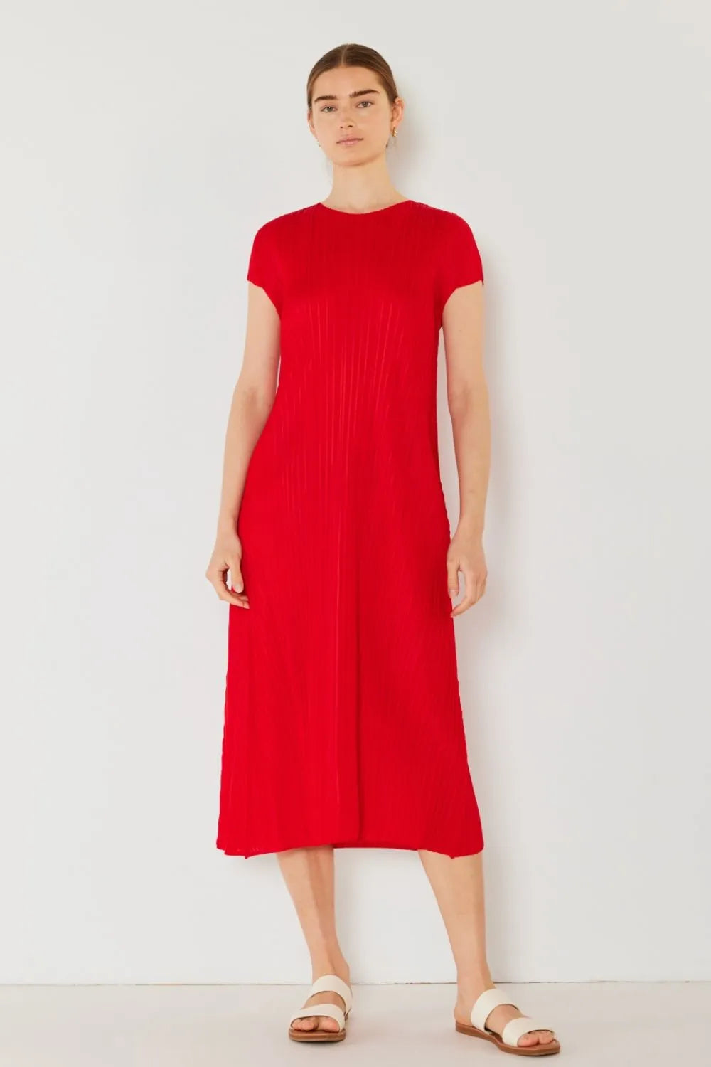 Image of Marina West Swim Pleated Cap Sleeve A-Line Dress | Queeble.shop