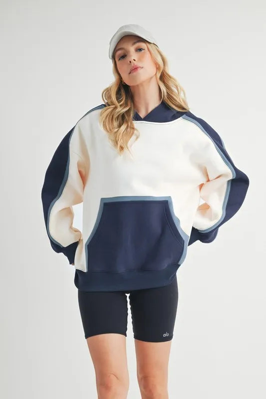 Image of Aemi + Co Color Block Kangaroo Pocketed Hoodie | Queeble.shop