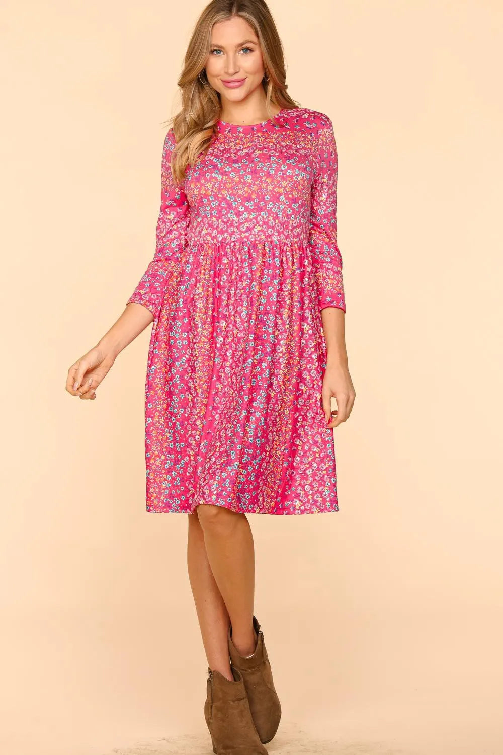 Image of Haptics Round Neck Floral Dress with Pockets | Queeble.shop