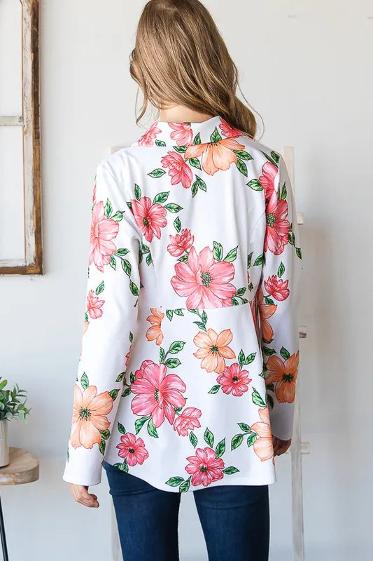 Image of Heimish Full Size Multi Color Floral Blazers with Tunic Plus Size | Queeble.shop