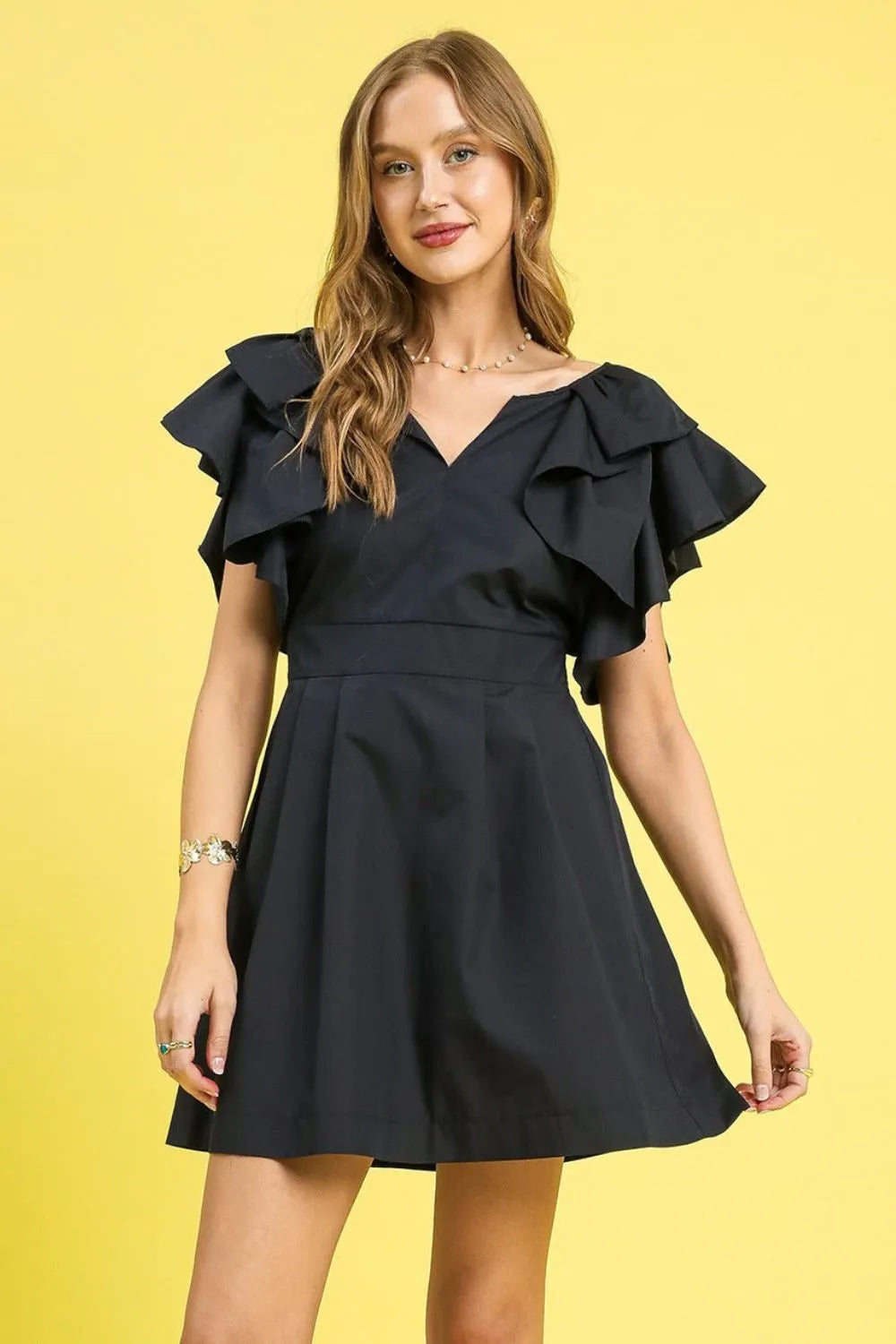 Image of Umgee Double Ruffle Sleeve Fit and Flare Dress | Queeble.shop
