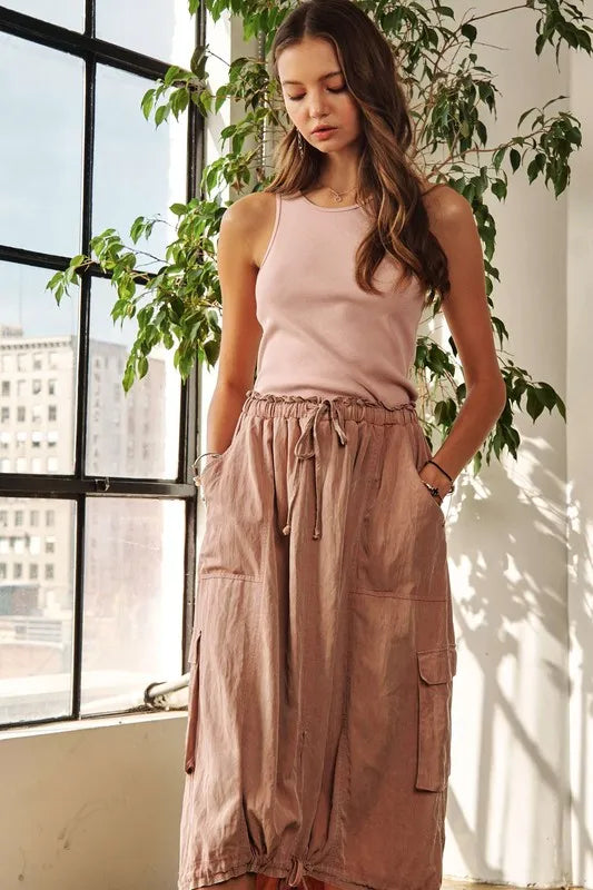 Image of ADORA Drawstring Sleeveless Washed Dress | Queeble.shop