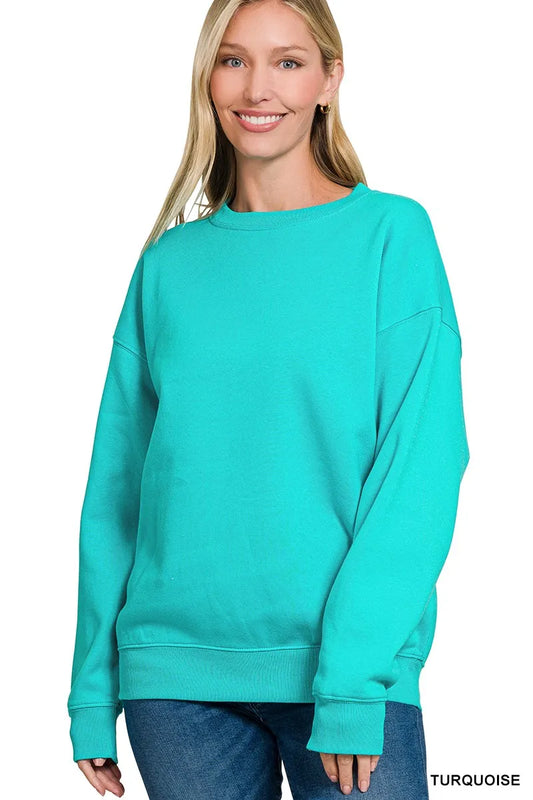 Image of Zenana Fleece Crewneck Long Sleeve Sweatshirt | Queeble.shop