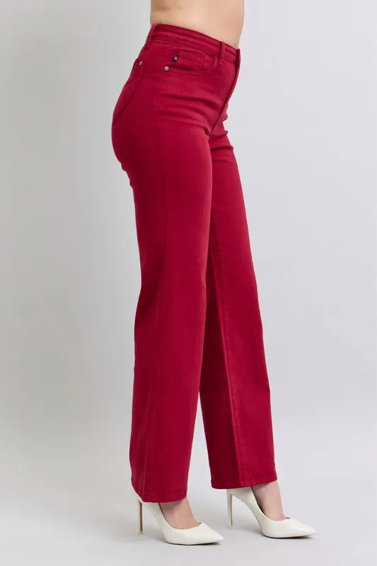 Image of Judy Blue Full Size High Waist Heart Shaped Back Pockets 90's Straight Jeans Plus Size | Queeble.shop