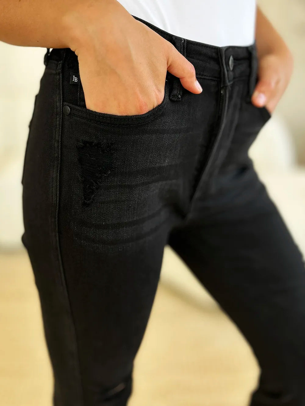 Image of Judy Blue Full Size High Waist Distressed Flare Jeans | Queeble.shop