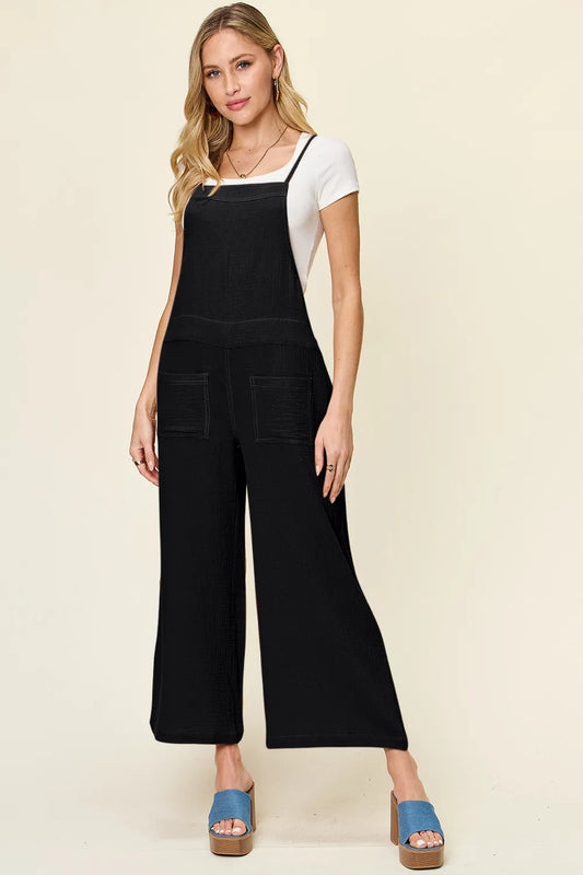 Image of Double Take Full Size Texture Sleeveless Wide Leg Overall | Queeble.shop