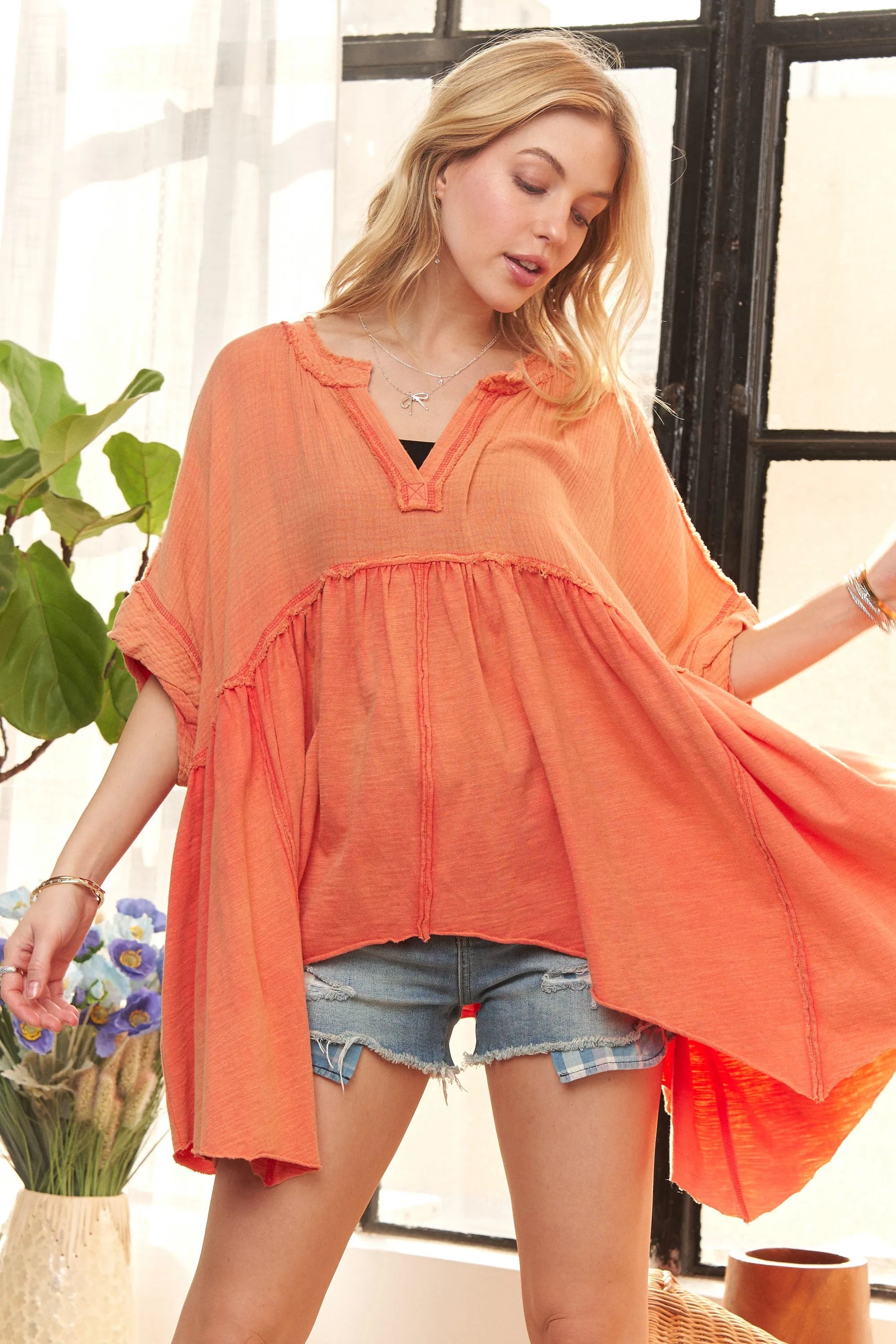 Image of ADORA Oversized Mineral Washed Flare Top | Queeble.shop